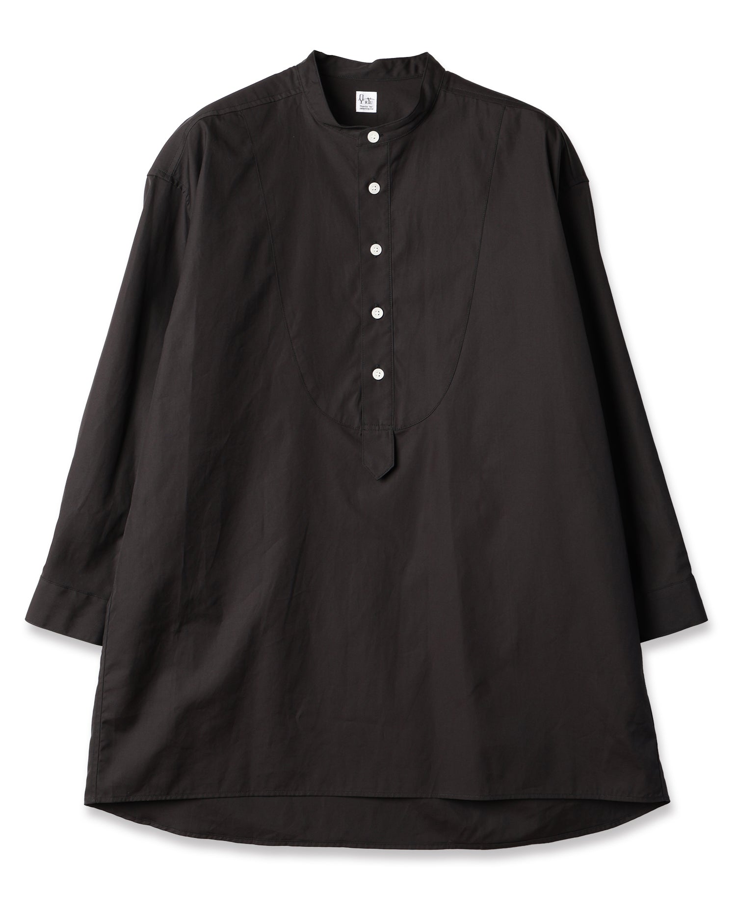 band collar over bosom shirt black