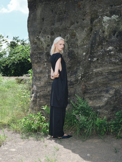dry slub twill long gilet