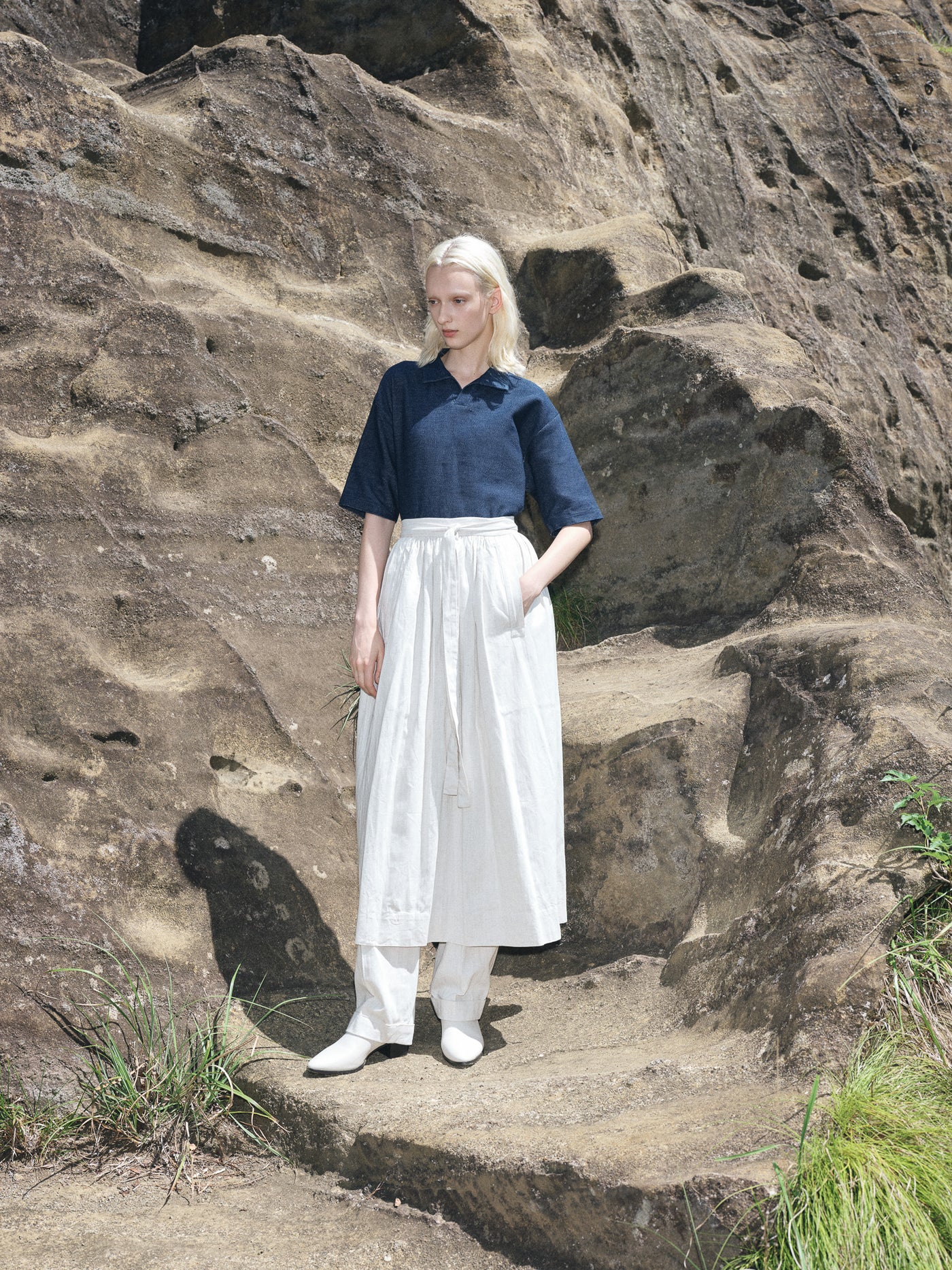 indigo cloth skipper shirt