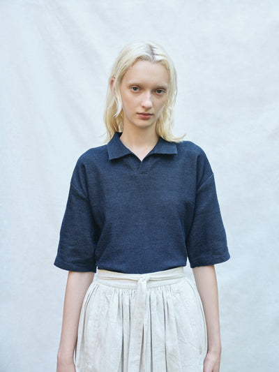 indigo cloth skipper shirt