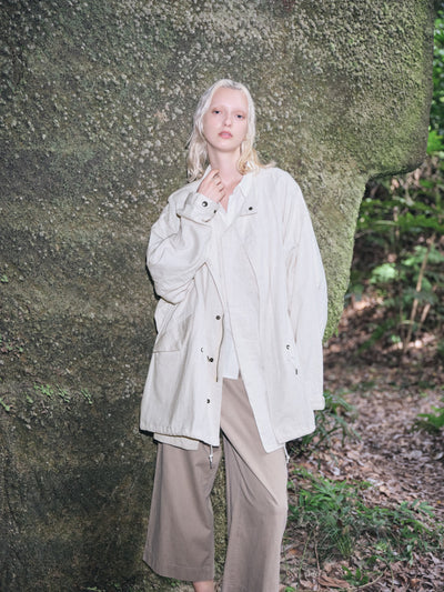 dry slub twill wide full-length pants