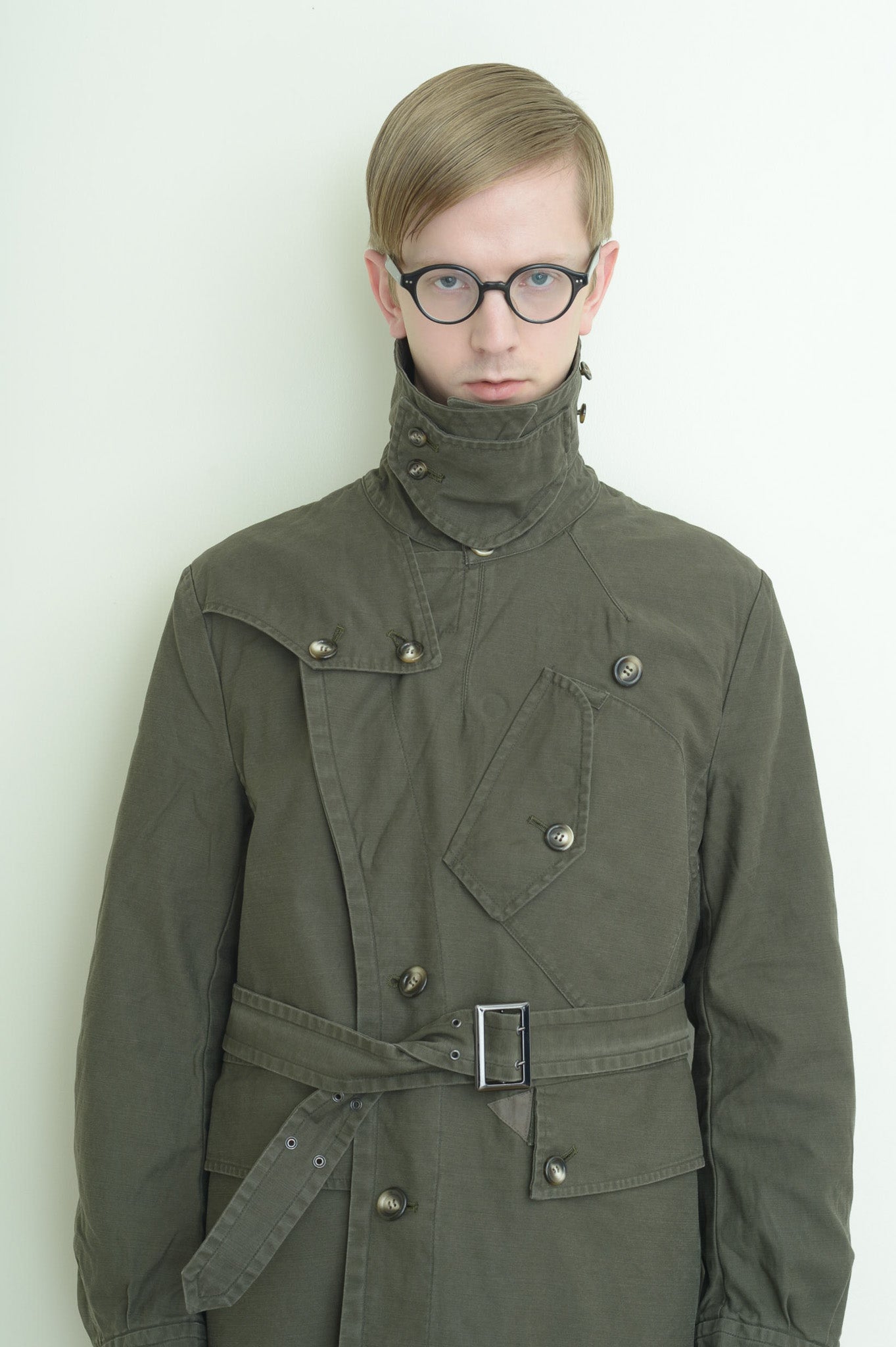 vintage satin motorcycle coat olive