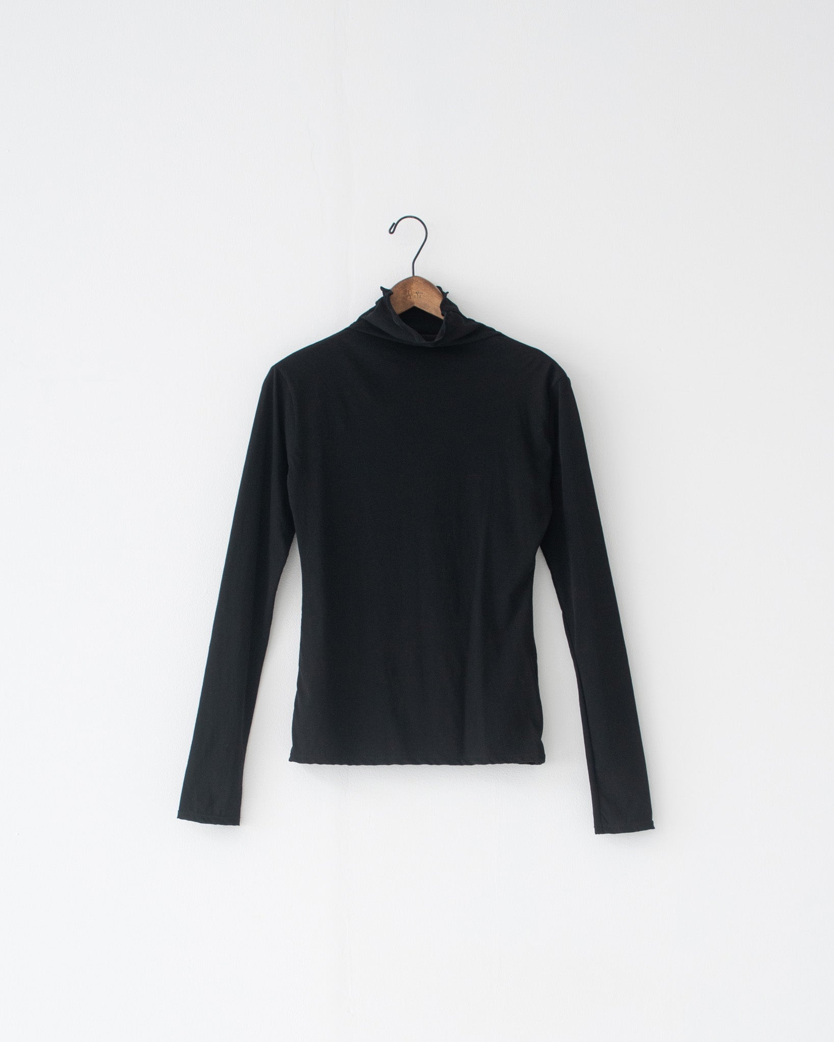 high twist jersey t-neck top black