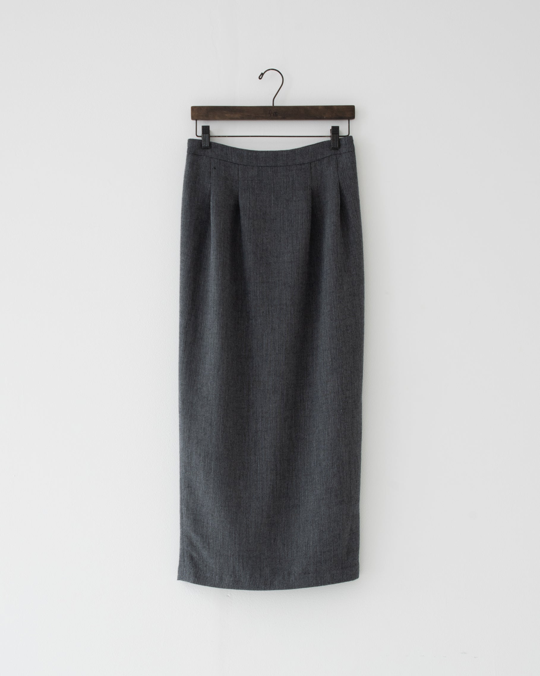 【予約商品】summer wool tuck pencil skirt d.navy×white