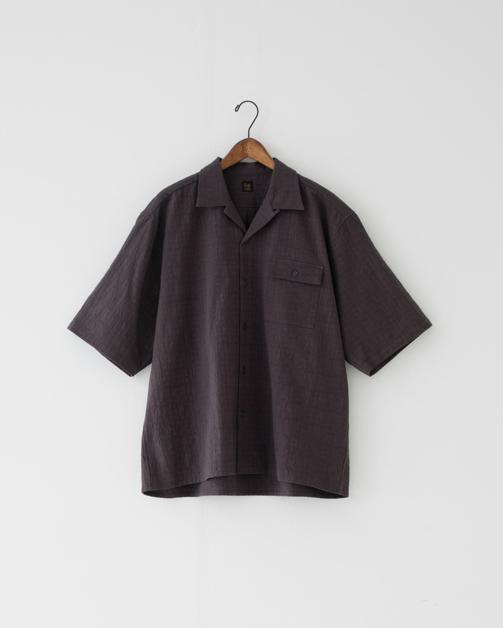 【予約商品】wrinkled effect  open collar shirt deep purple
