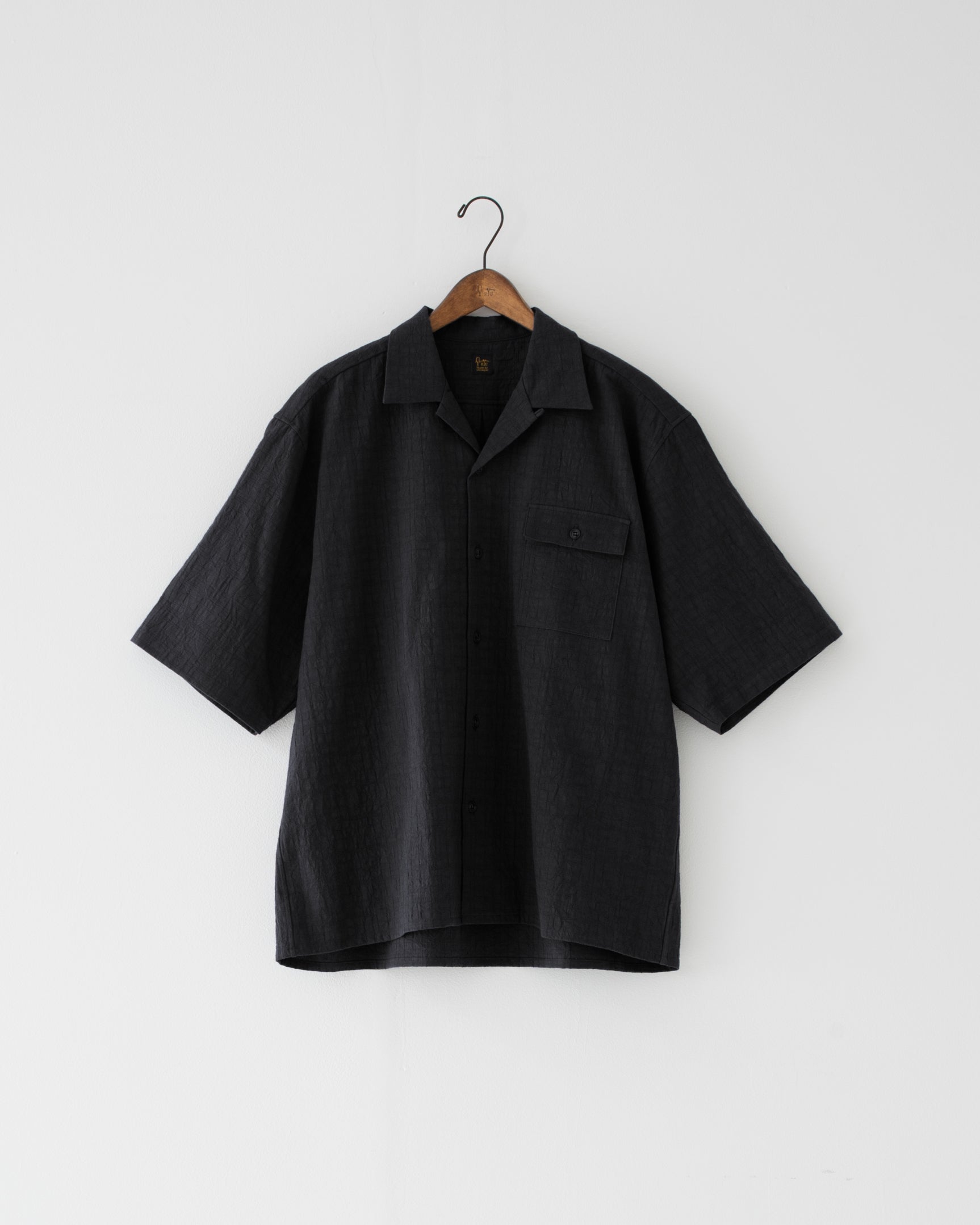 【予約商品】wrinkled effect  open collar shirt sumi