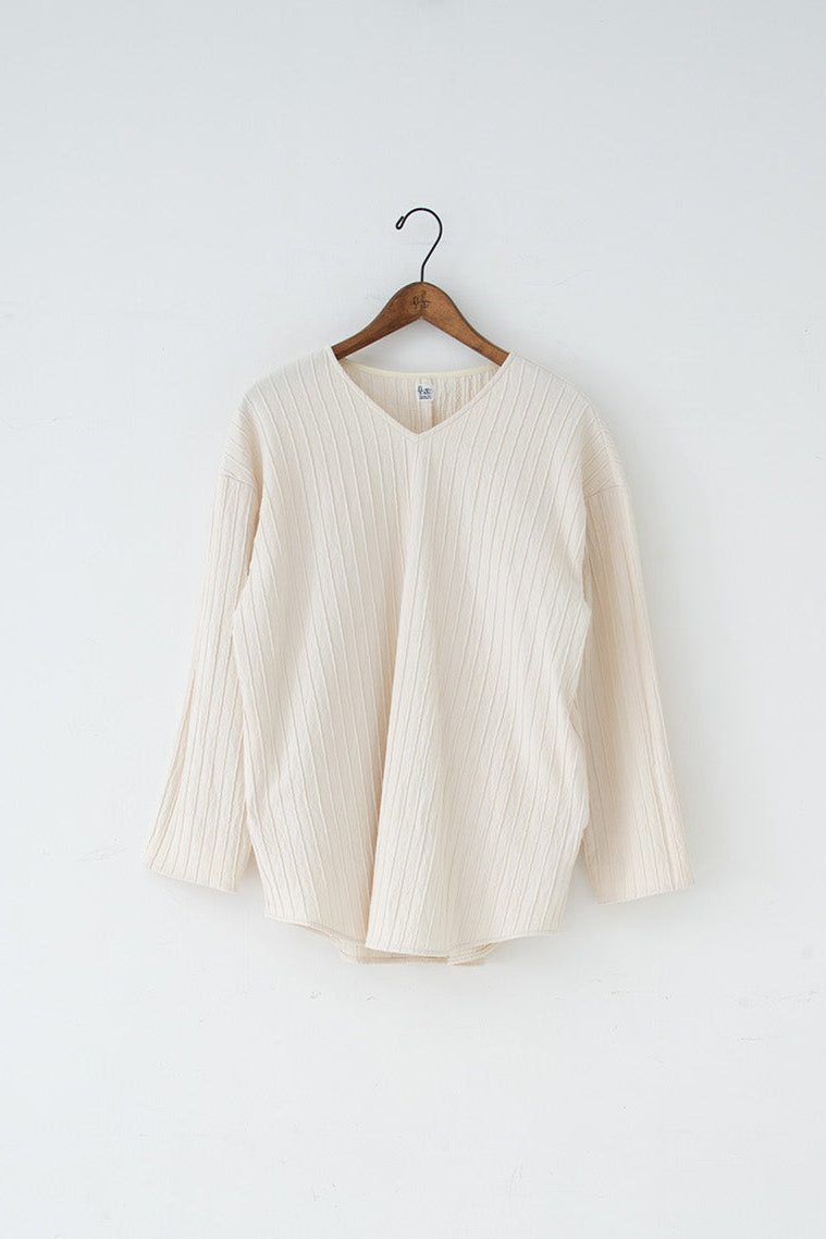 silk cotton v-neck pullover natural