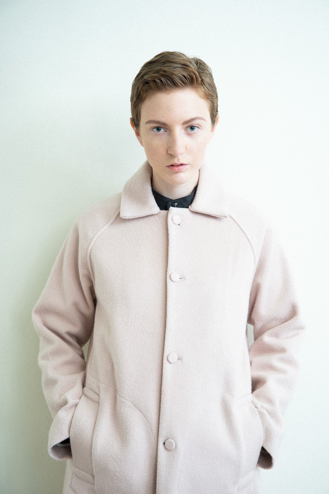 virgin wool bonding coat smoky pink