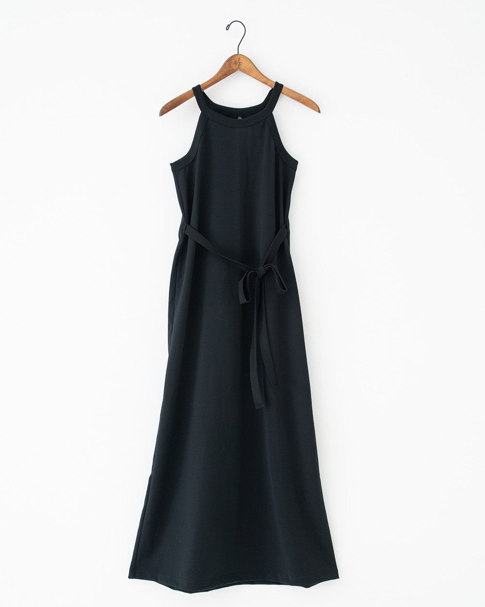 single jersey halter neck dress black