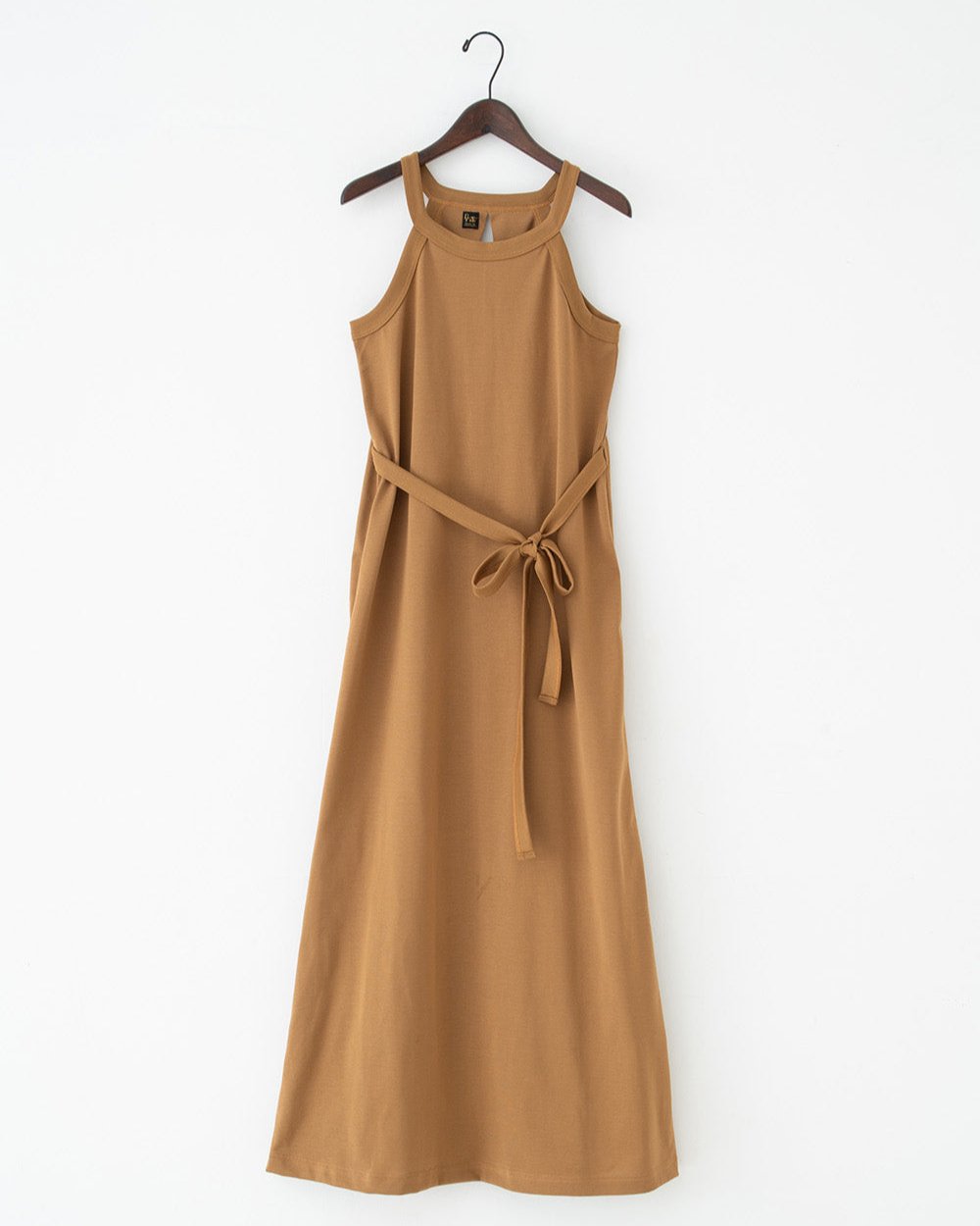 single jersey halter neck dress camel