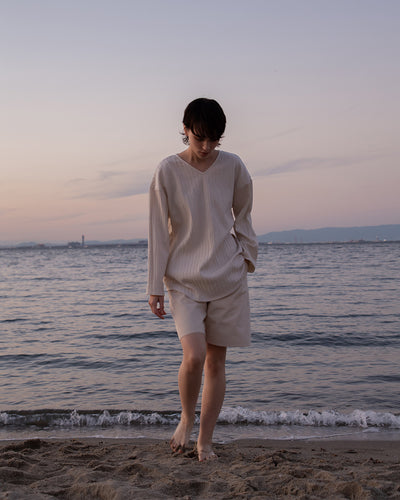 silk cotton v-neck pullover