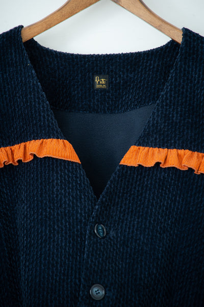 handwork frilled collarless jacket