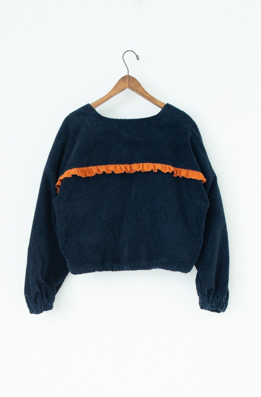 handwork frilled collarless jacket