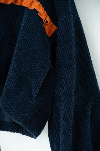 handwork frilled collarless jacket