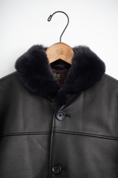 leather half coat with rex