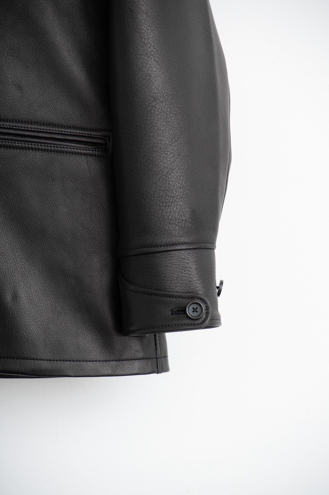 leather half coat with rex