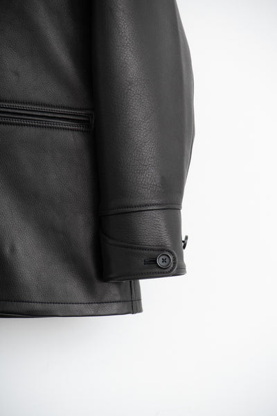 leather half coat with rex