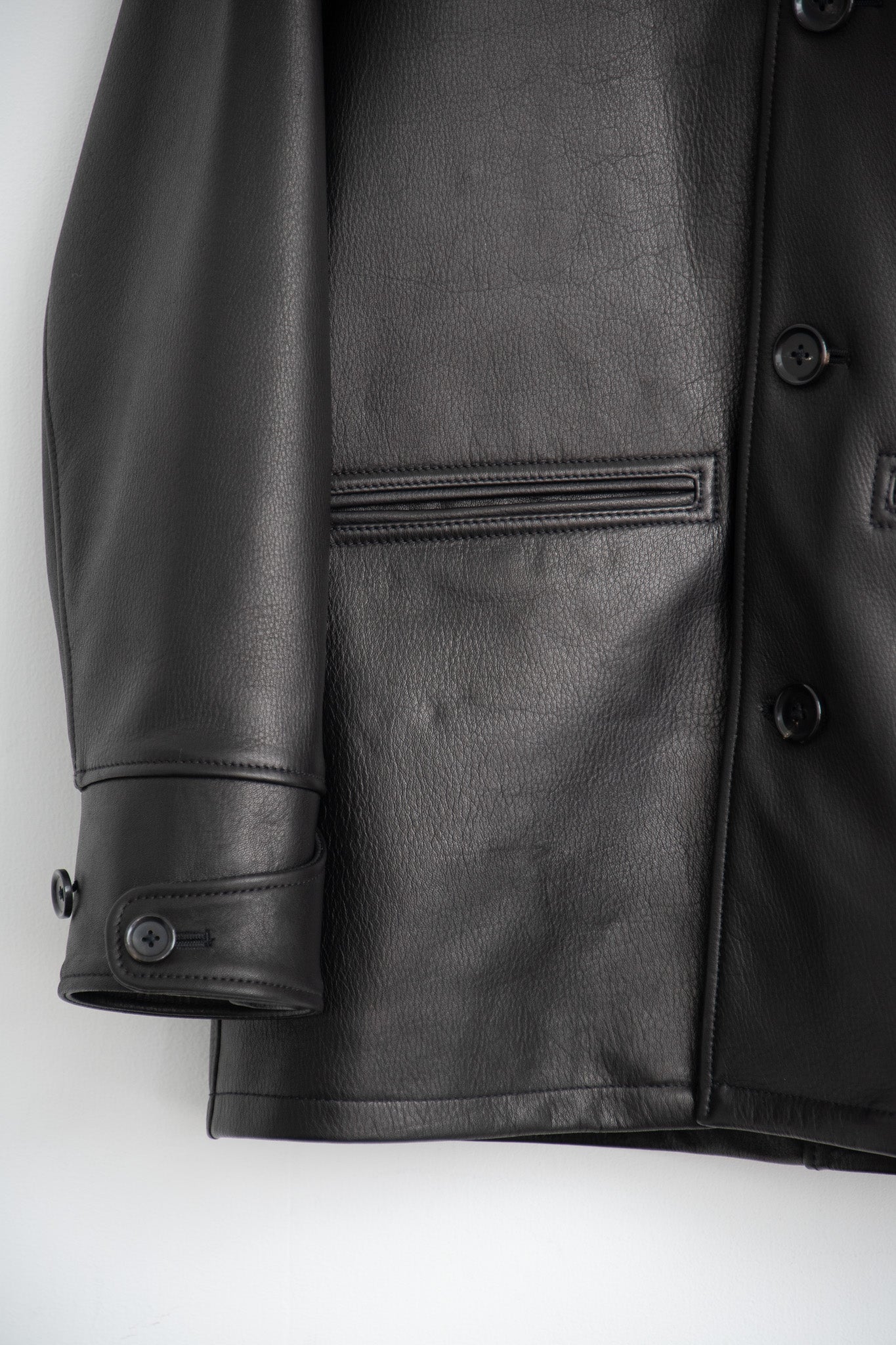 leather half coat with rex