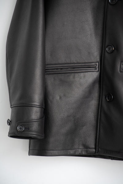 leather half coat with rex