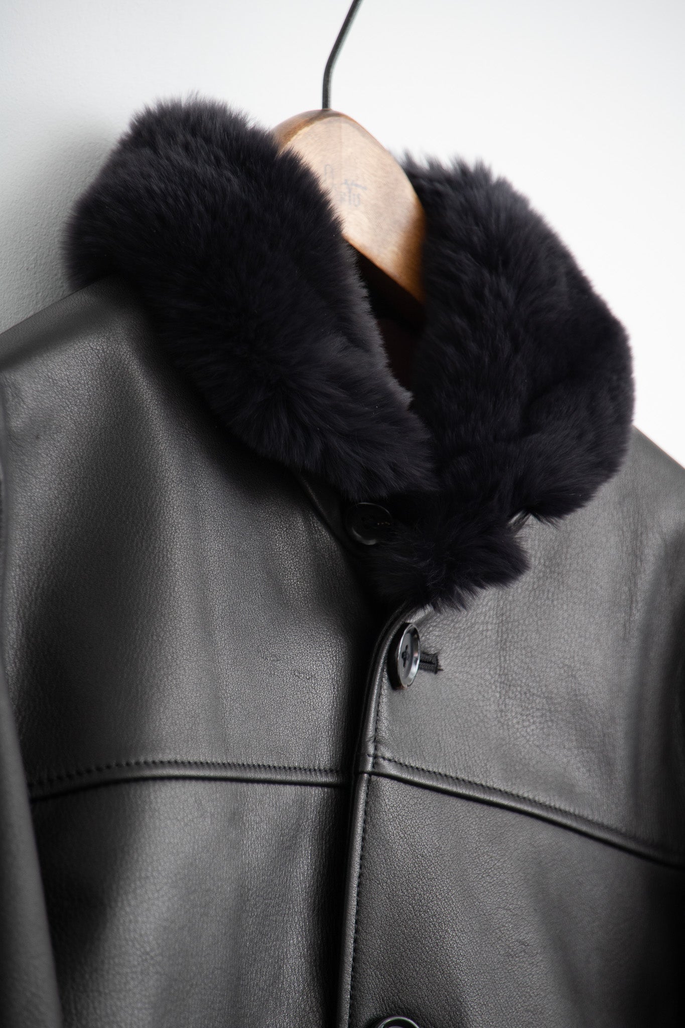 leather half coat with rex