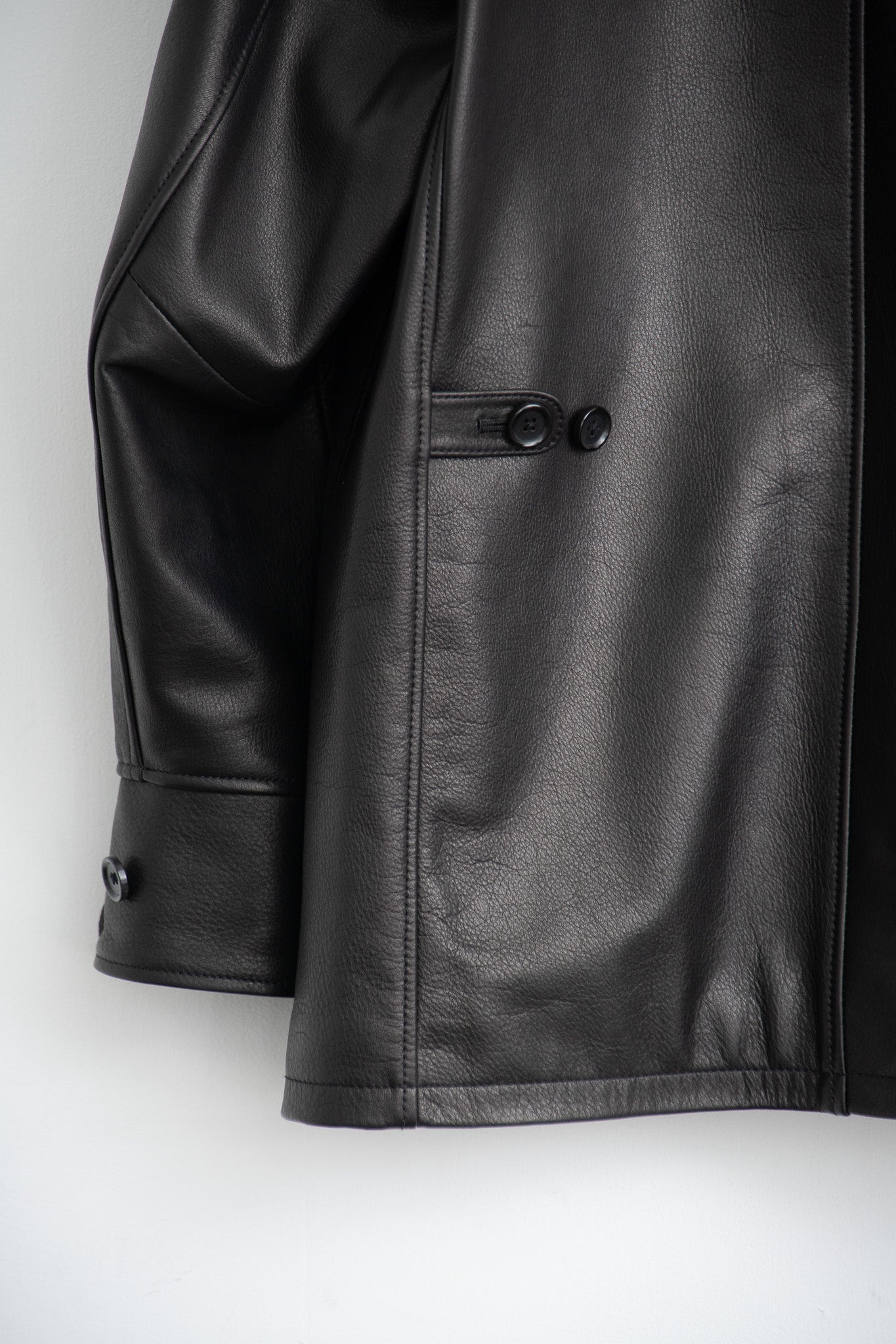 leather half coat with rex