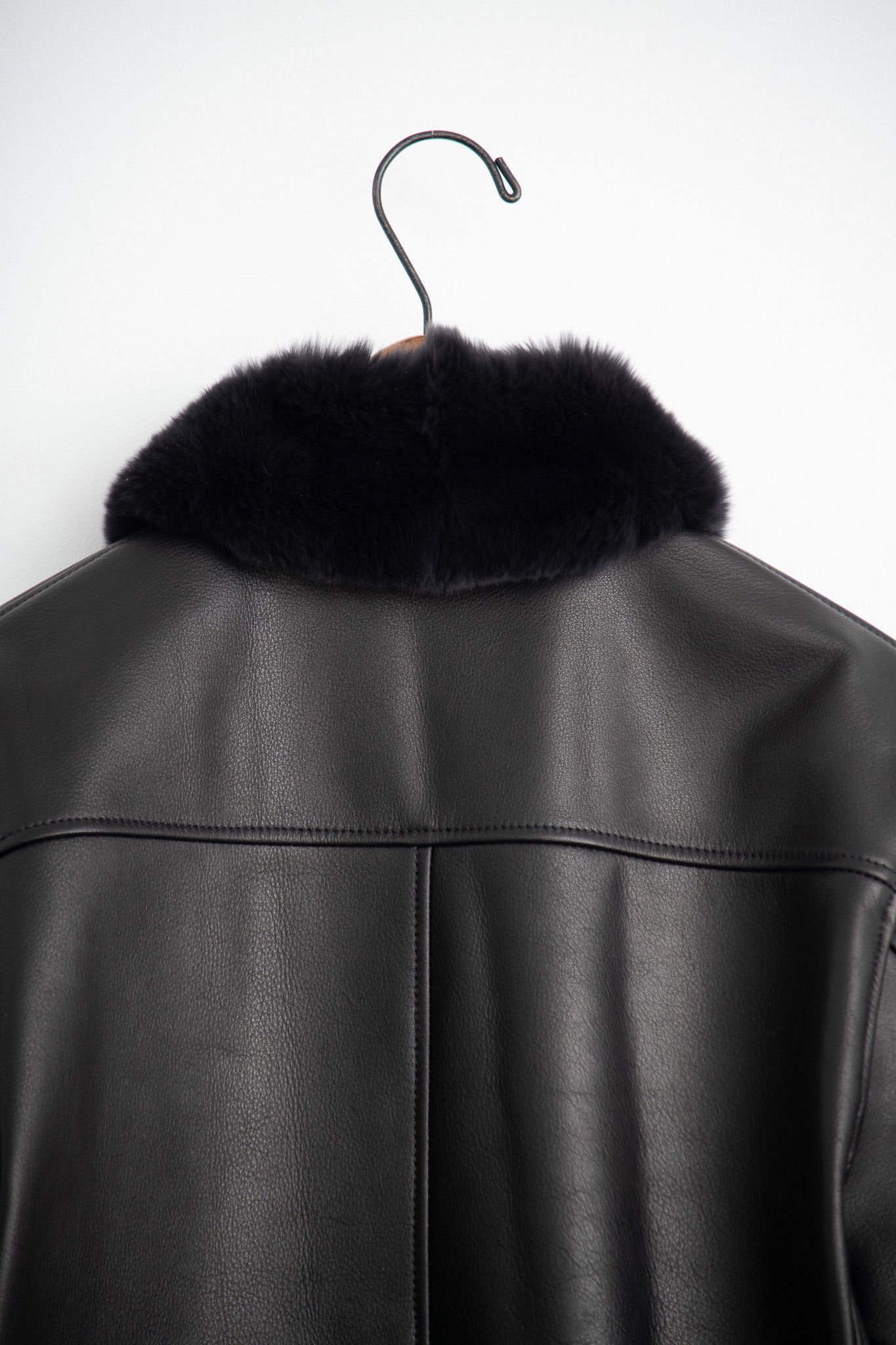 leather half coat with rex