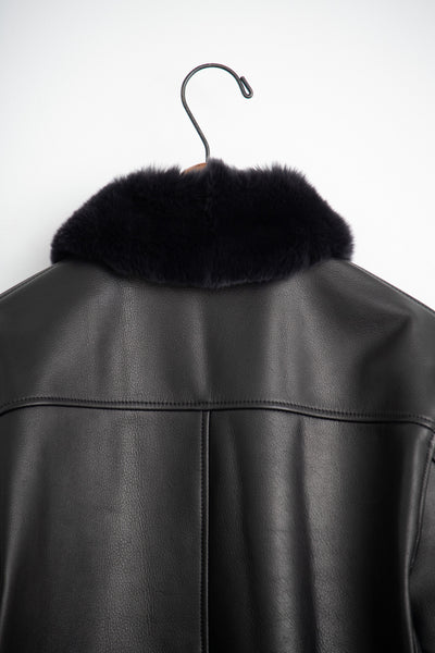 leather half coat with rex