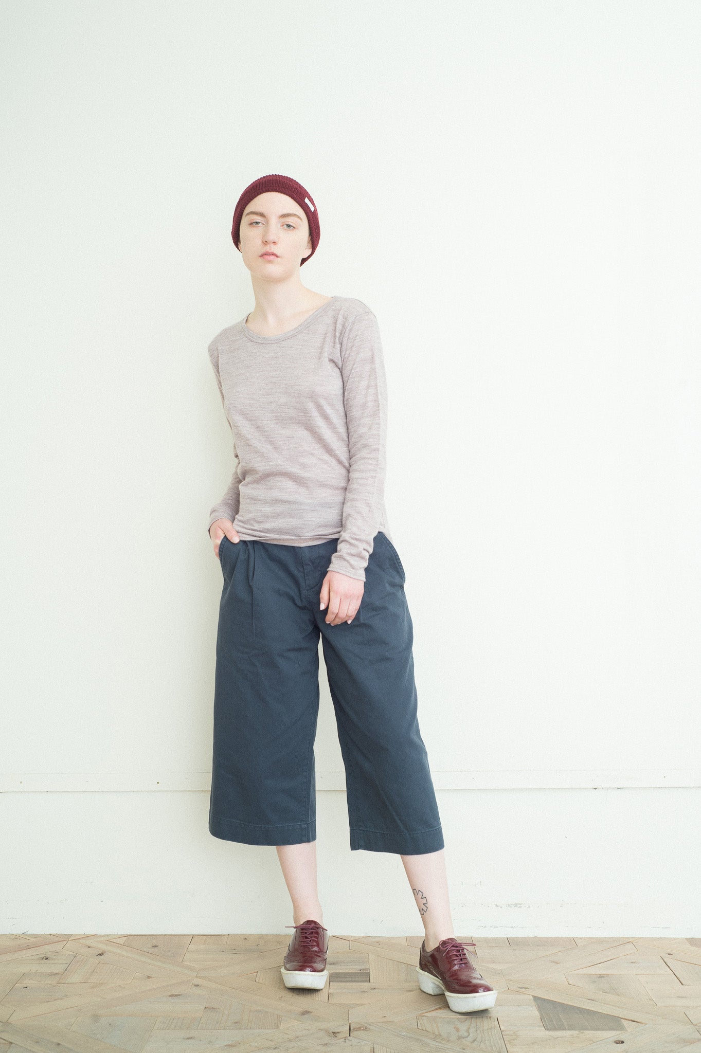 vintage satin 4/5 wide pants