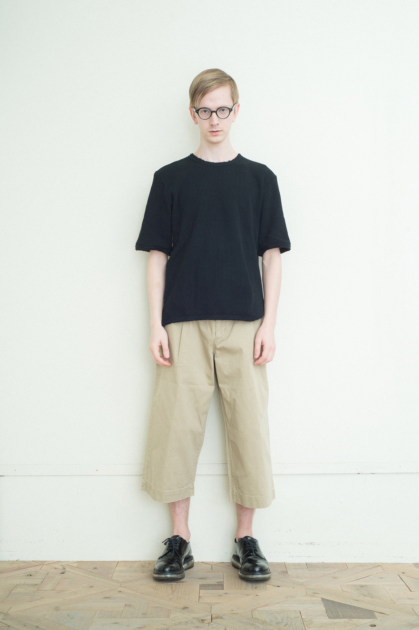strong waffle half-sleeve shirt black