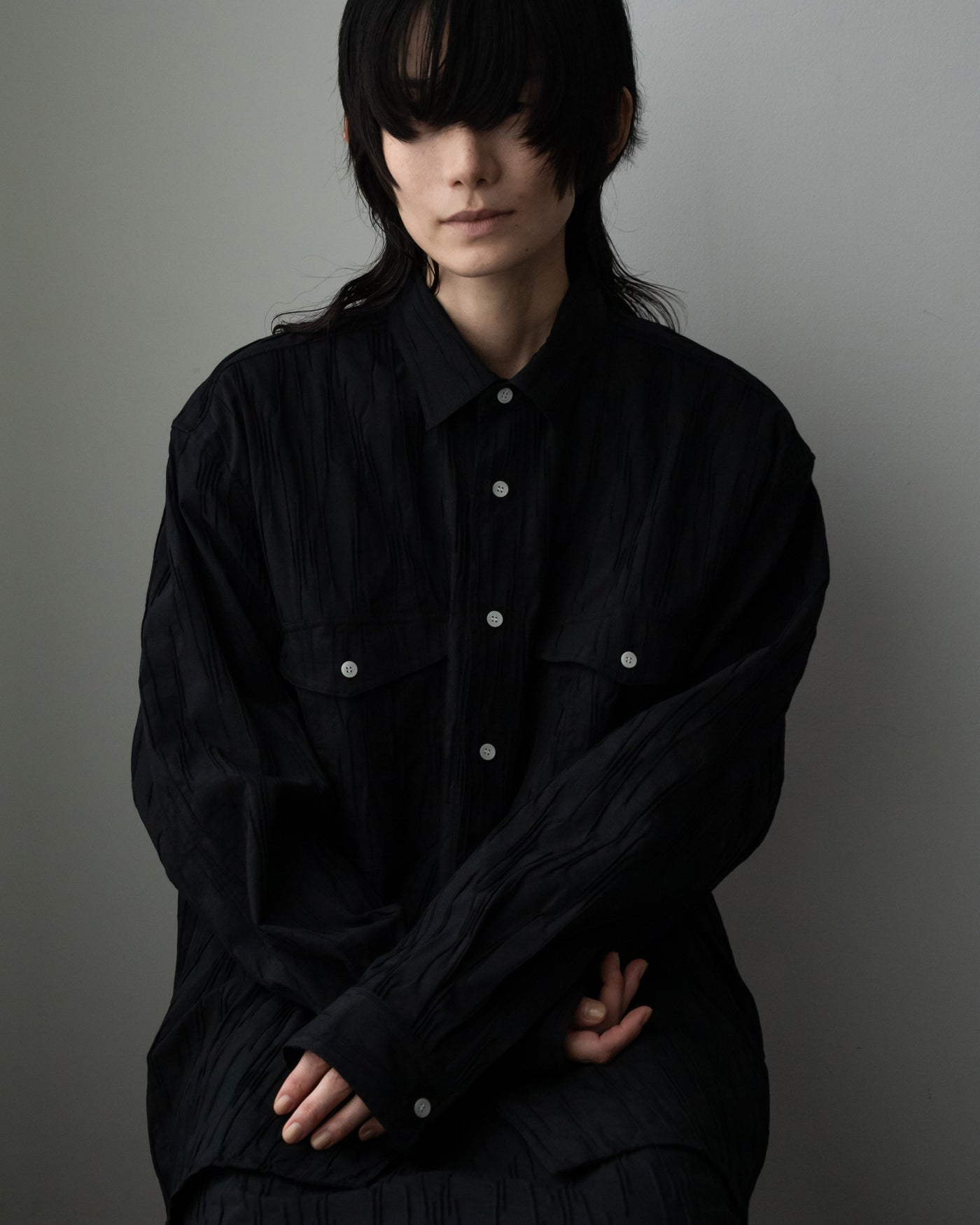 【予約商品】tucked dobby long-sleeve shirt