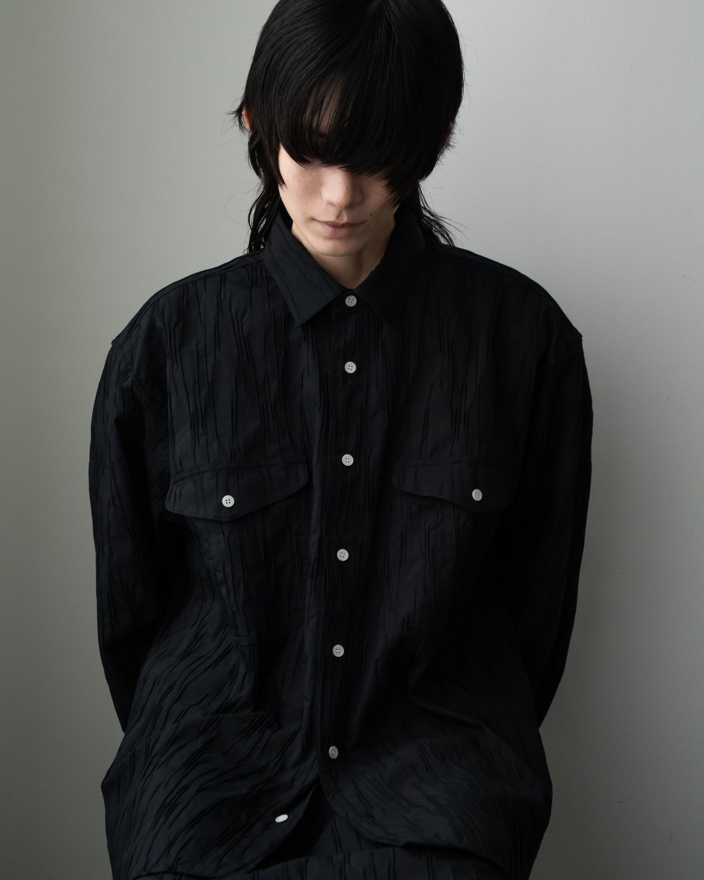 【予約商品】tucked dobby long-sleeve shirt