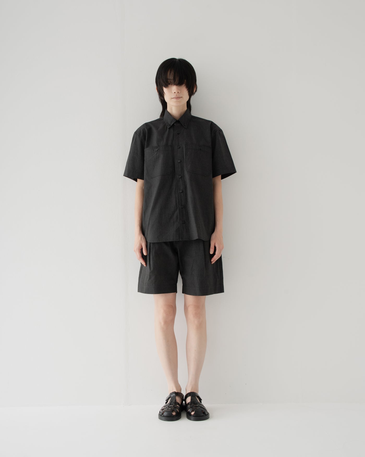 【予約商品】paper-like cotton half-sleeve shirt
