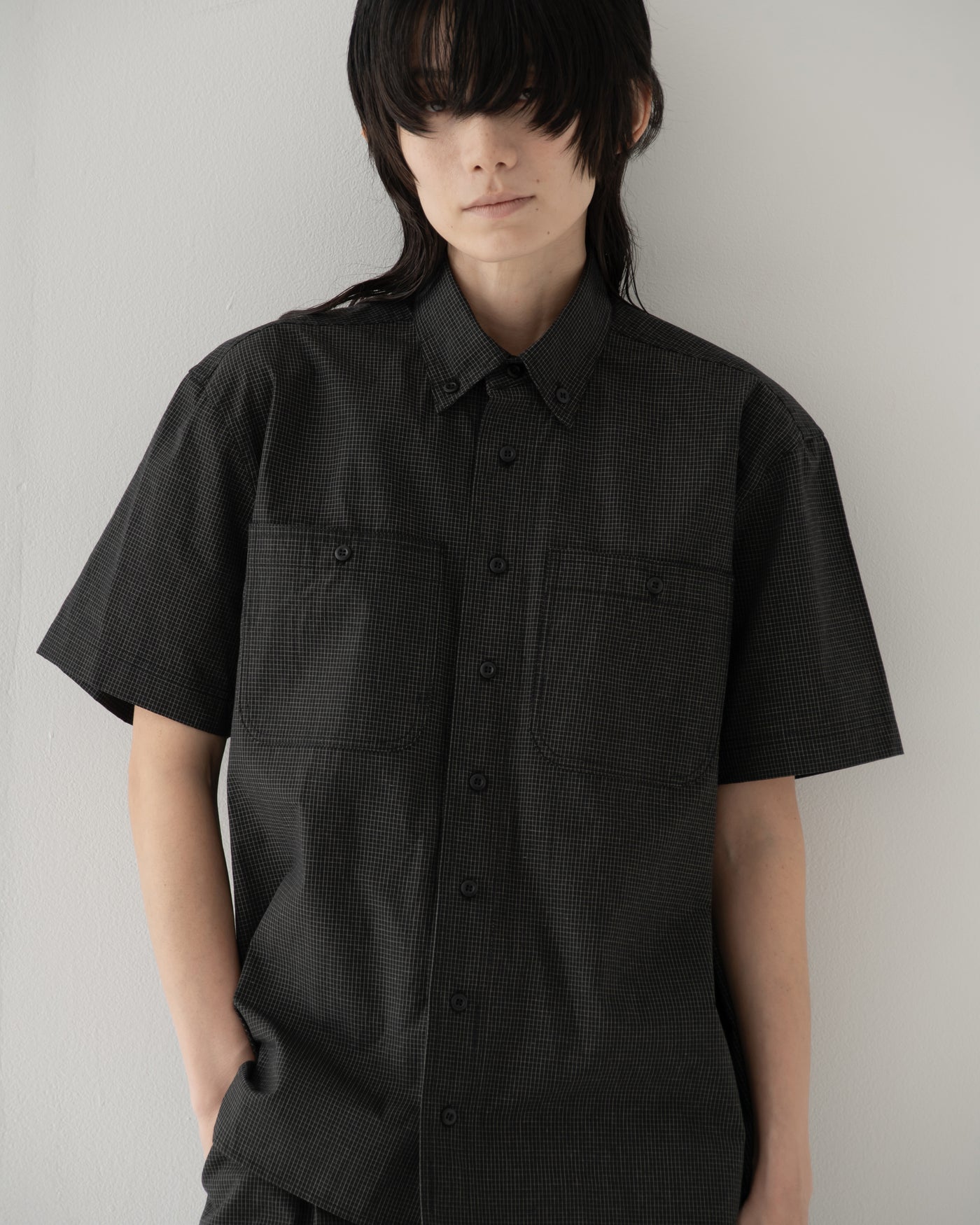 【予約商品】paper-like cotton half-sleeve shirt