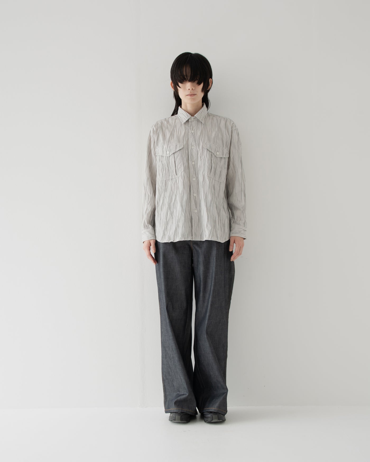 【予約商品】tucked dobby long-sleeve shirt