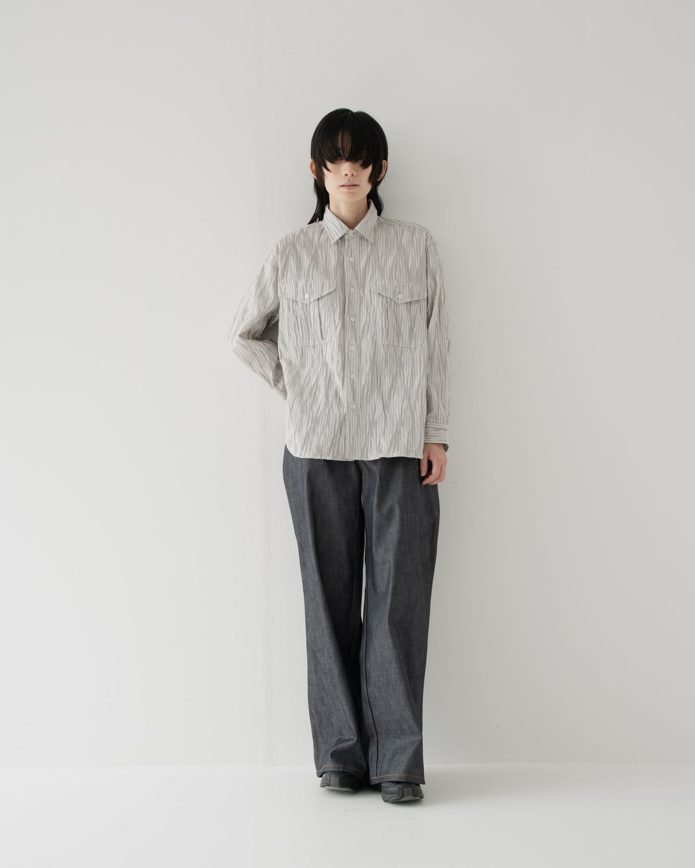 【予約商品】tucked dobby long-sleeve shirt