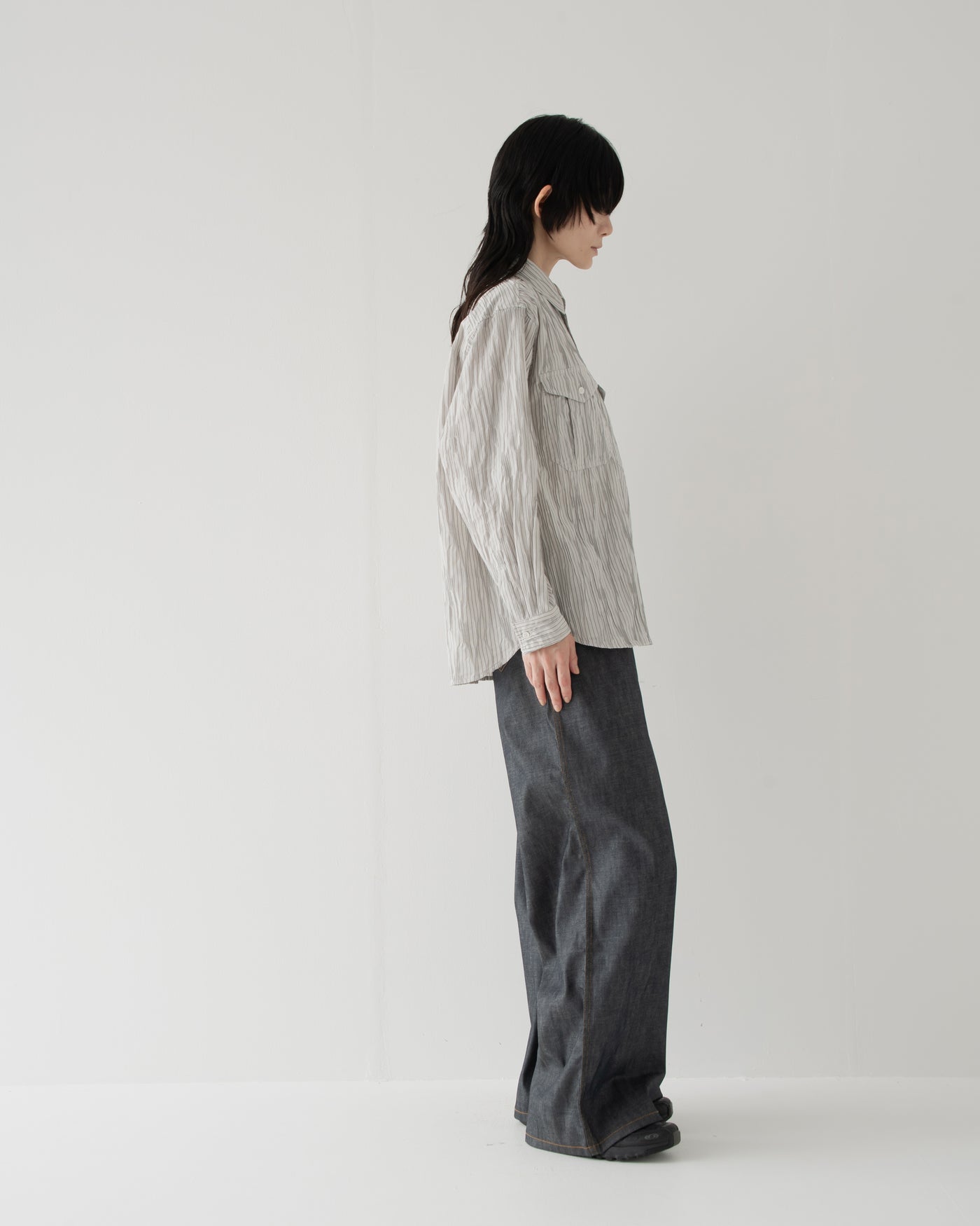 【予約商品】tucked dobby long-sleeve shirt