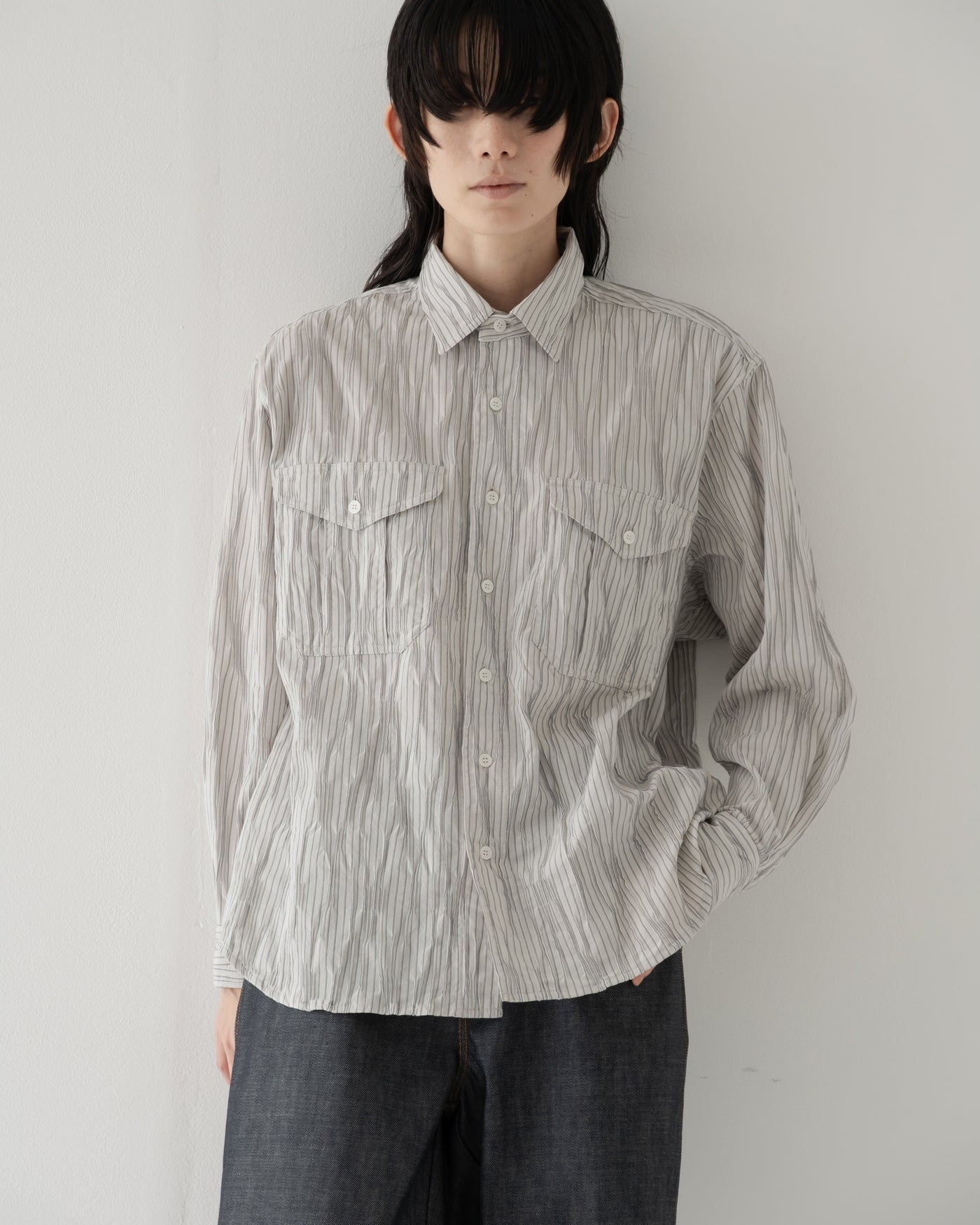 【予約商品】tucked dobby long-sleeve shirt