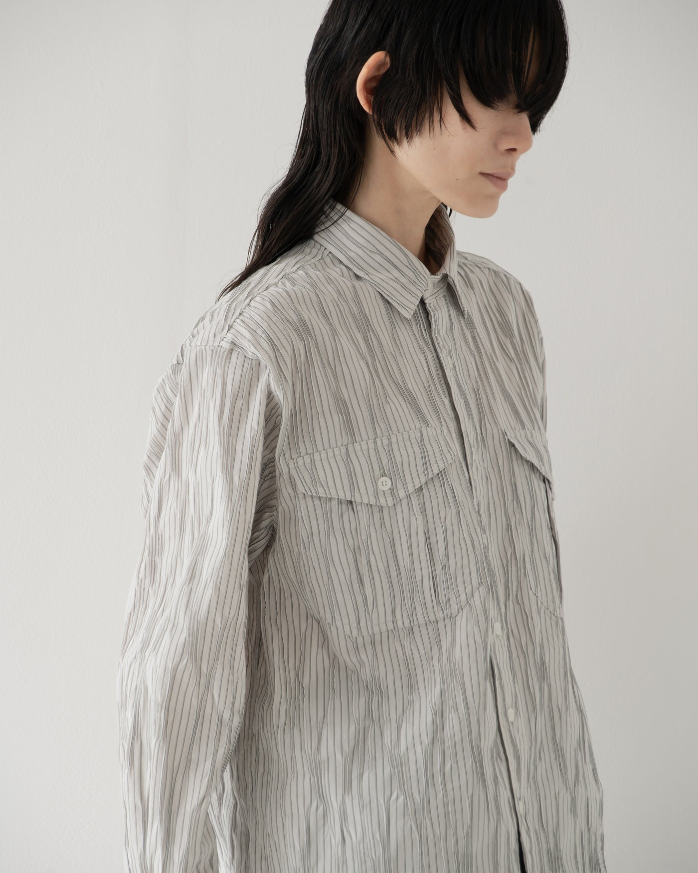 【予約商品】tucked dobby long-sleeve shirt