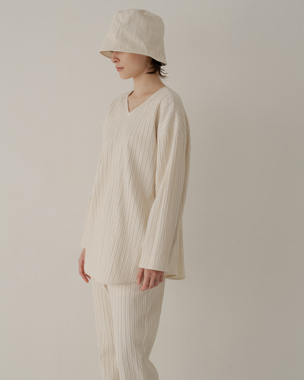 silk cotton v-neck pullover