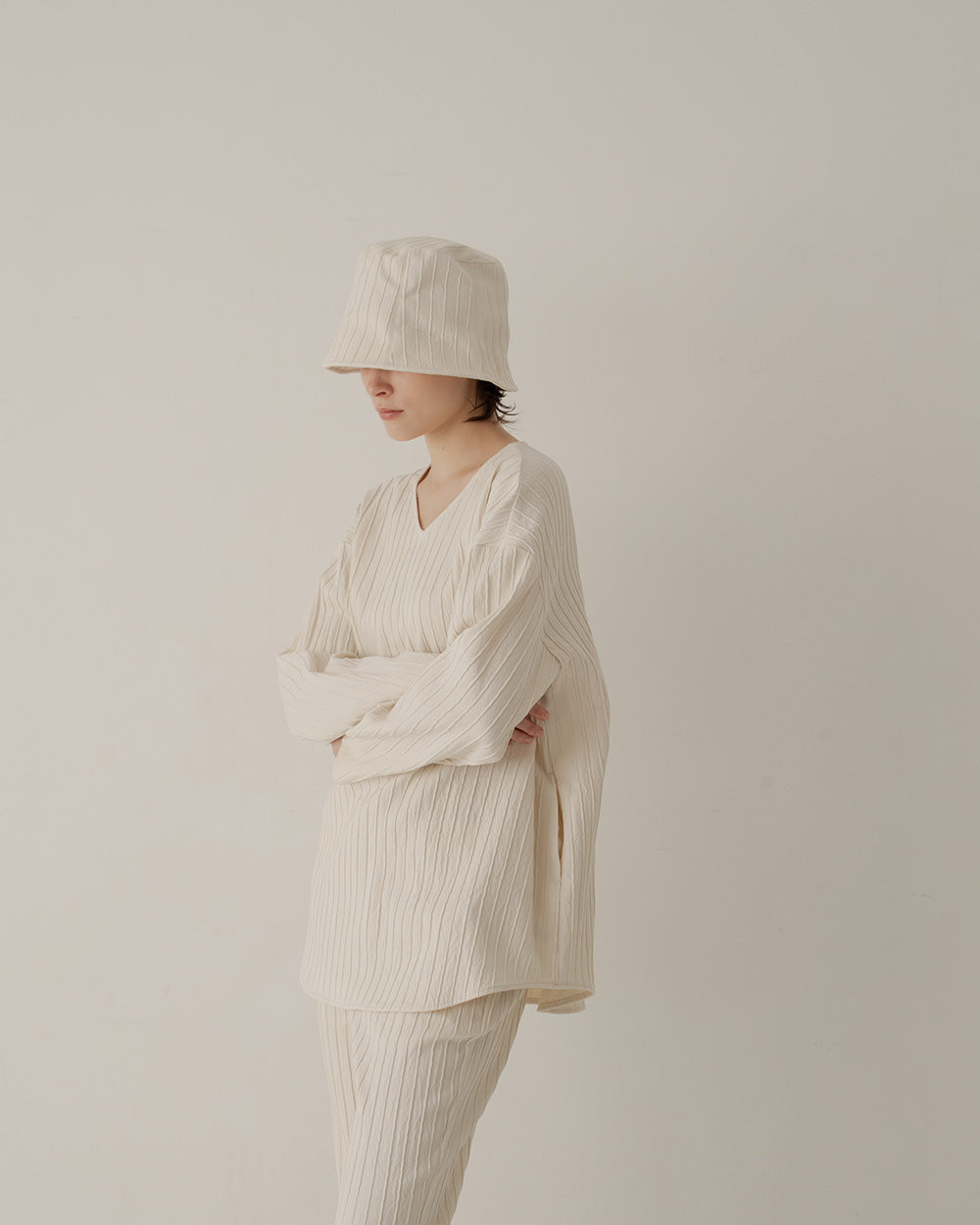 silk cotton v-neck pullover