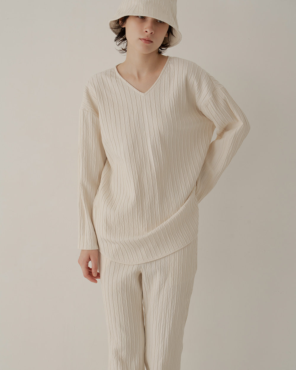 silk cotton v-neck pullover
