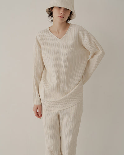 silk cotton v-neck pullover