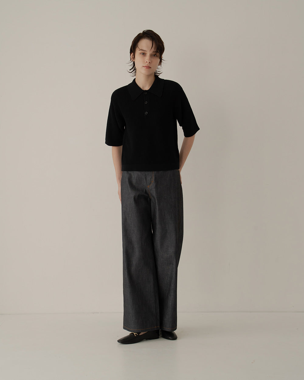 half-sleeve knit polo