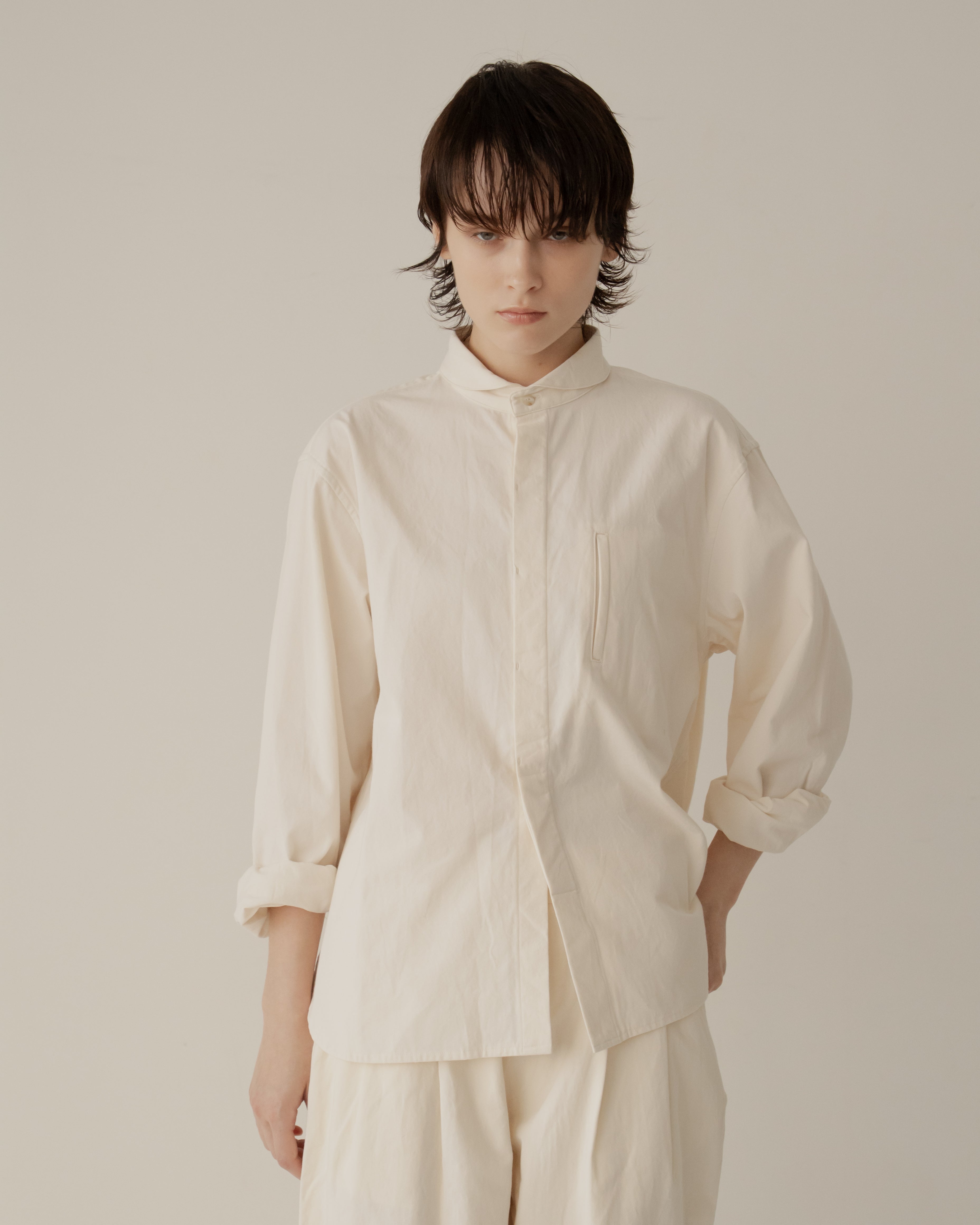 shawl collar over shirt ivory