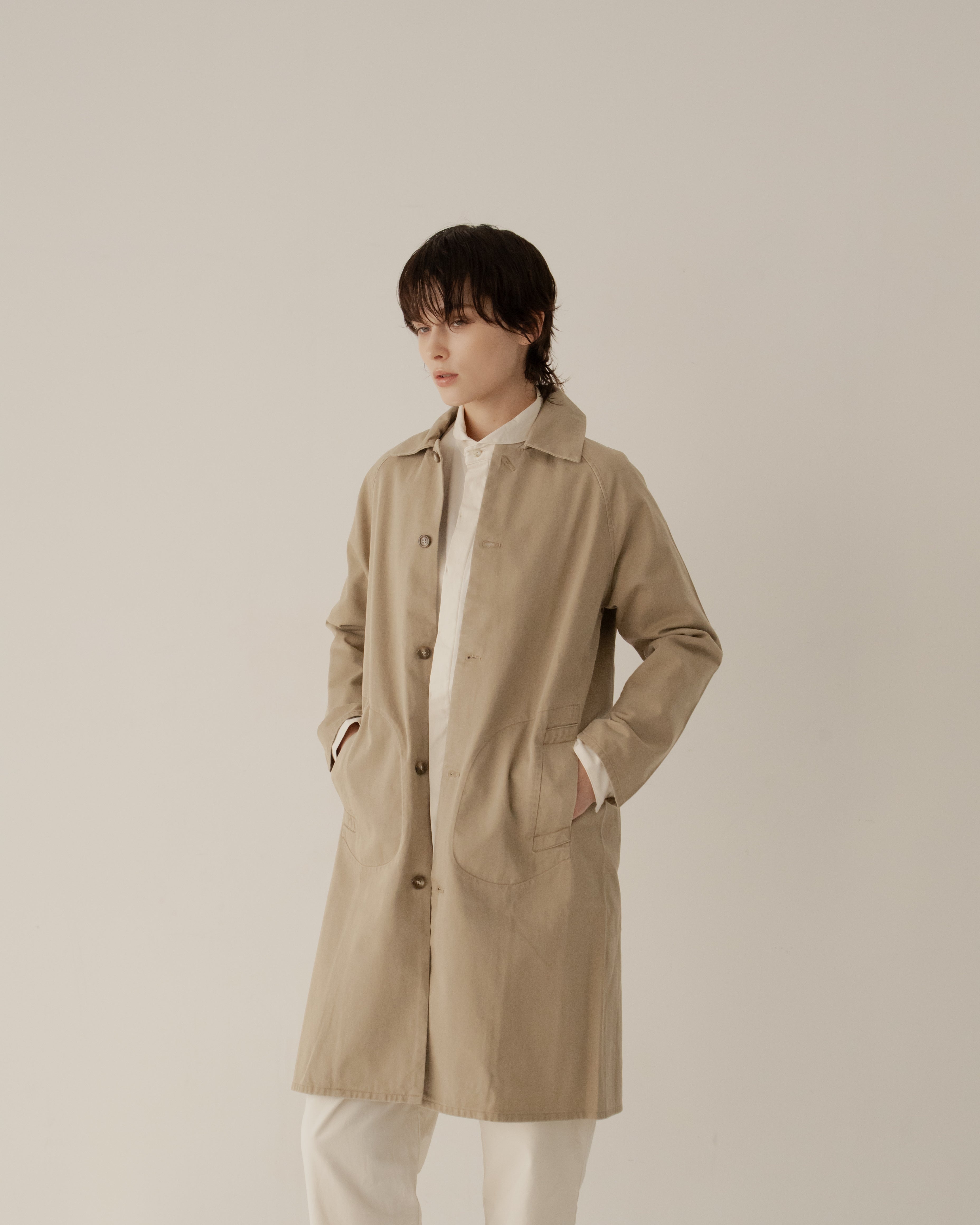 vintage satin coat sand beige