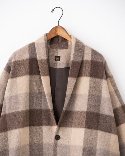 block plaid fringe coat