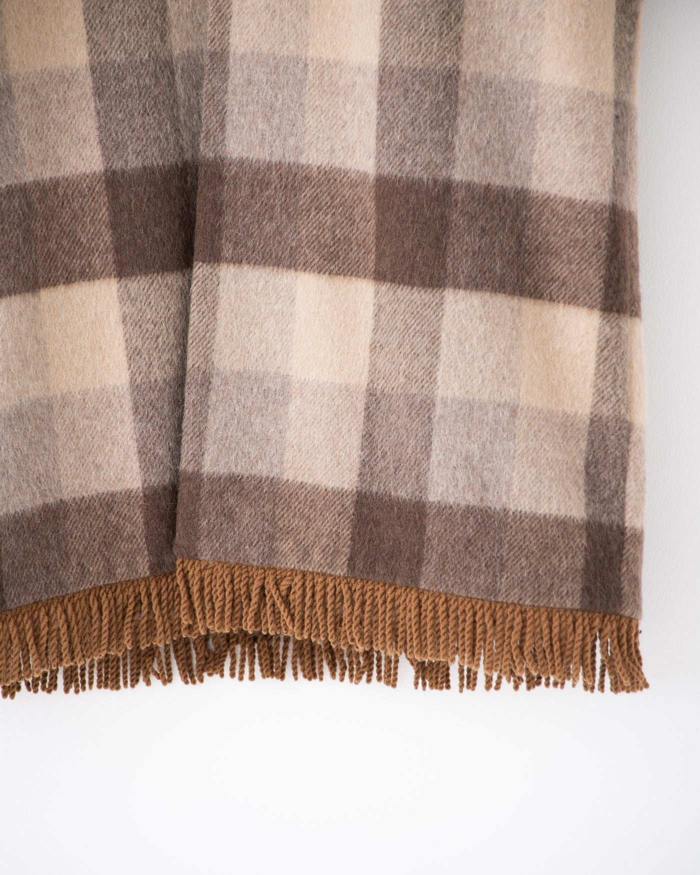 block plaid fringe coat