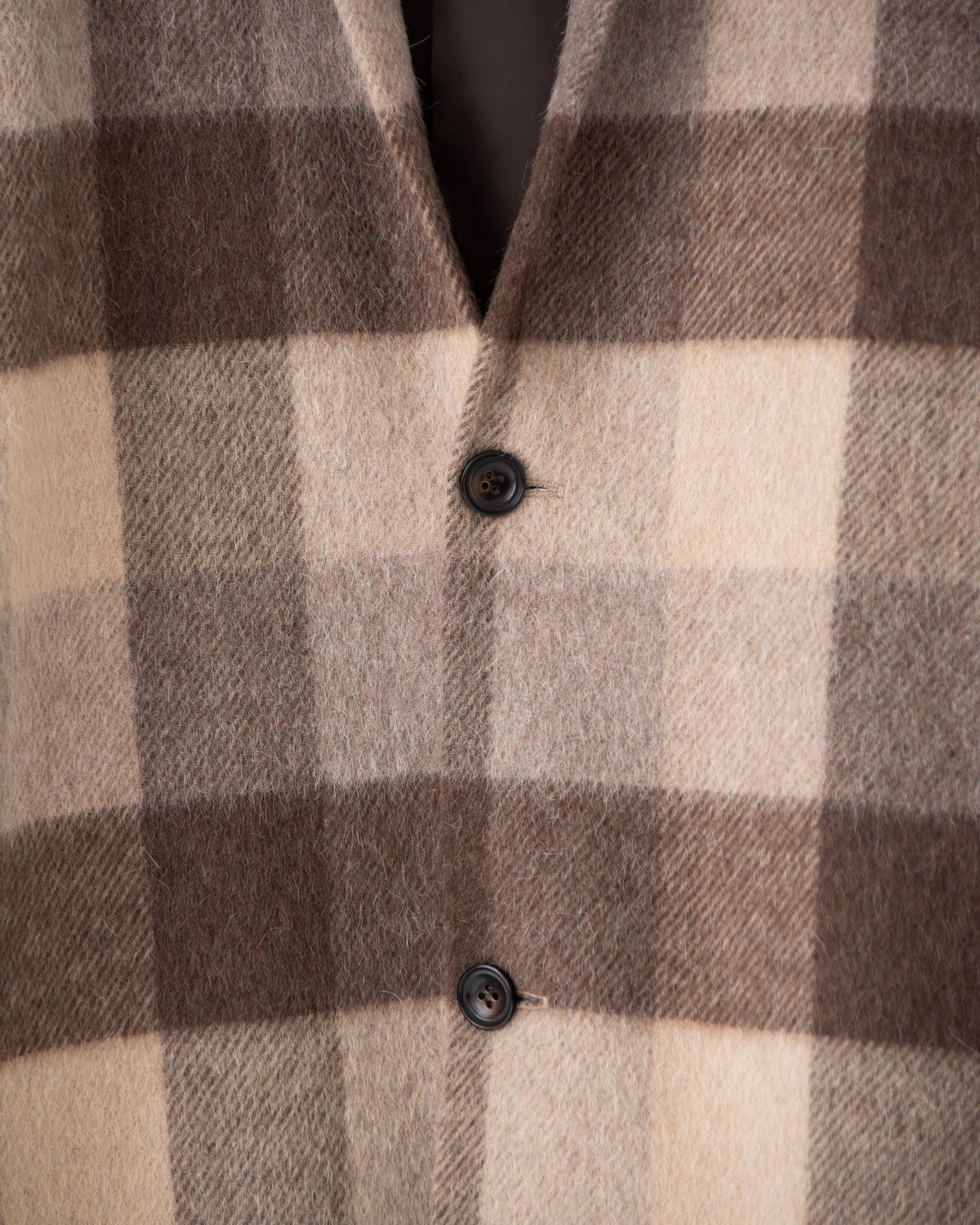 block plaid fringe coat