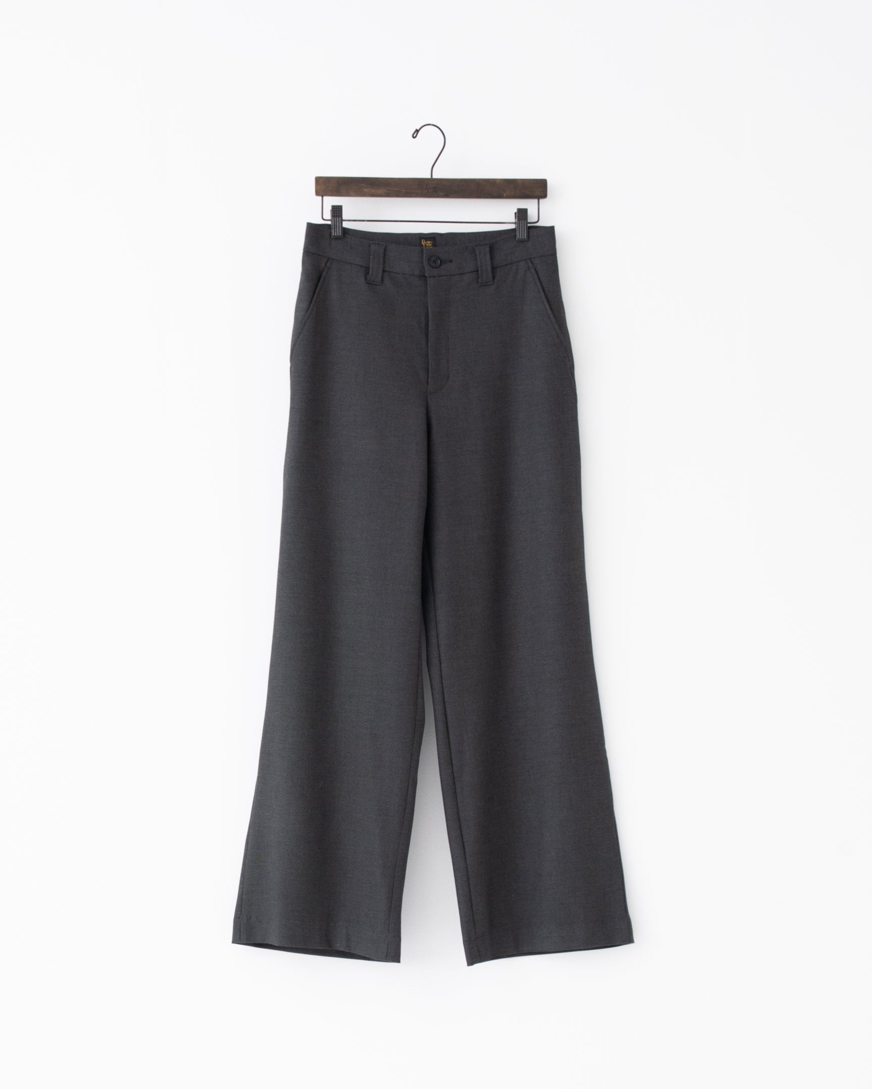 gabardine wide full-length slacks dark plaid