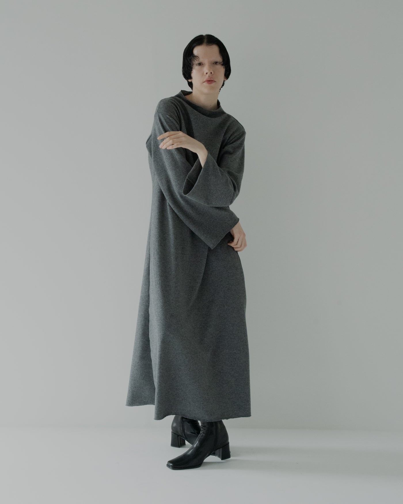 soft wool bottle neck dress